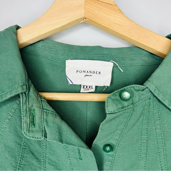 Tuckernuck Pomander Place Polly Shirt Dress 3X Green Mini Length High Low Hem - Picture 4 of 9